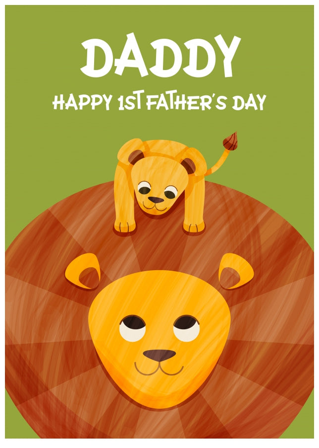 Happy 1st Father's Day Card for New Dad or Husband - Cute Father and Baby Card