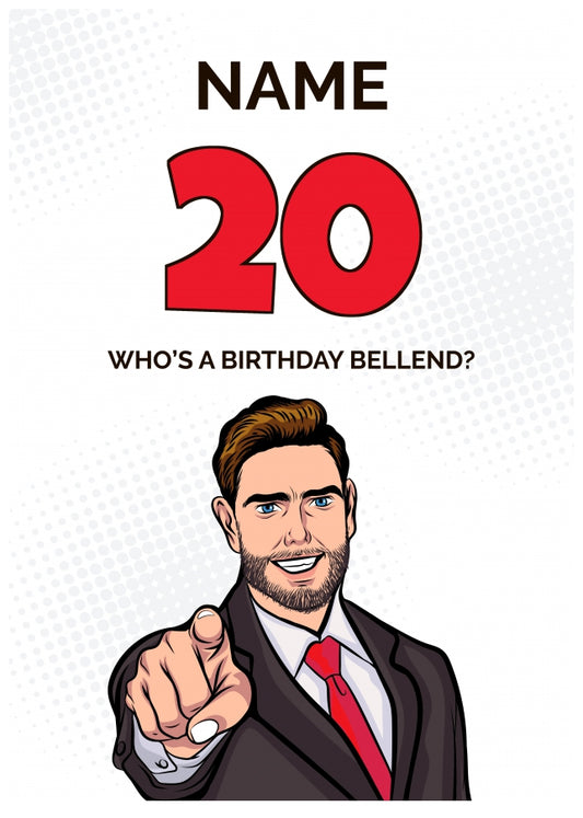 Happy 20th Birthday Card - Who's a Birthday Bellend!