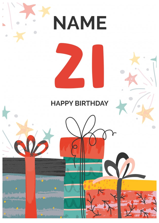 Happy 21st Birthday Card - Fun Presents Design