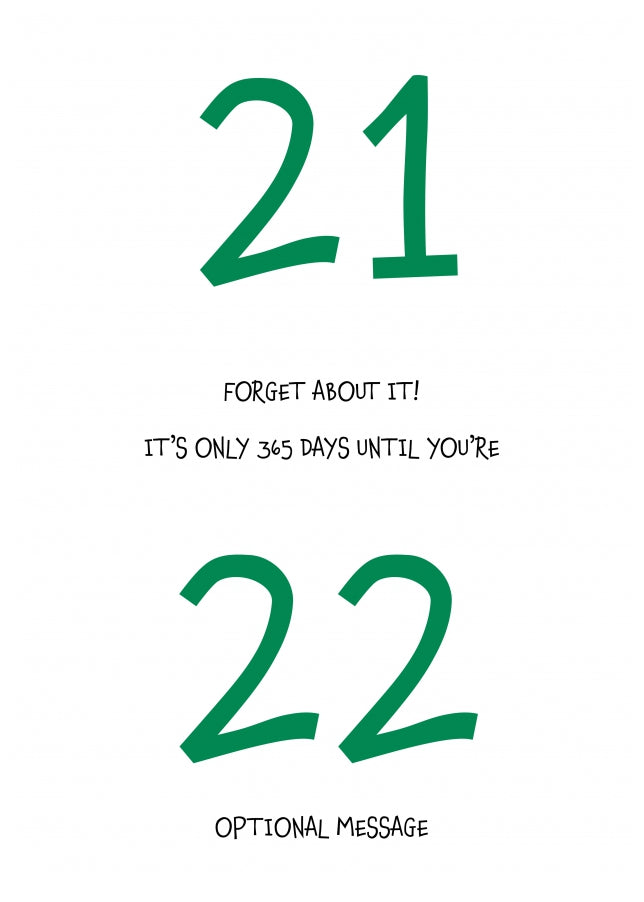 Happy 21st Birthday Card - Forget about it!