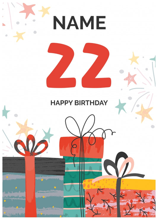 Happy 22nd Birthday Card - Fun Presents Design