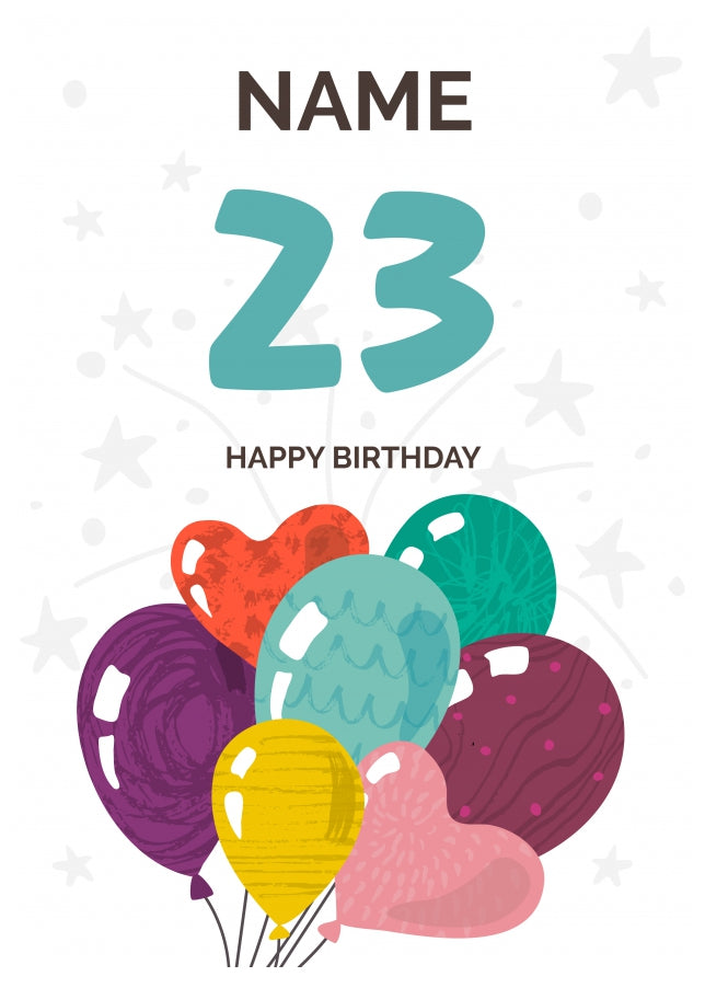 Happy 23rd Birthday Card - Fun Balloons Design