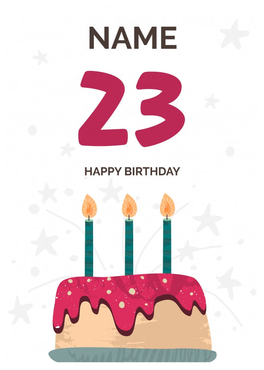 Happy 23rd Birthday Card - Fun Birthday Cake Design