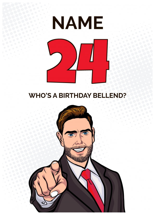 Happy 24th Birthday Card - Who's a Birthday Bellend!