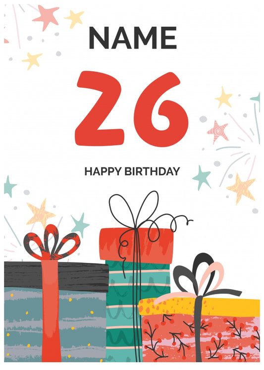 Happy 26th Birthday Card - Fun Presents Design