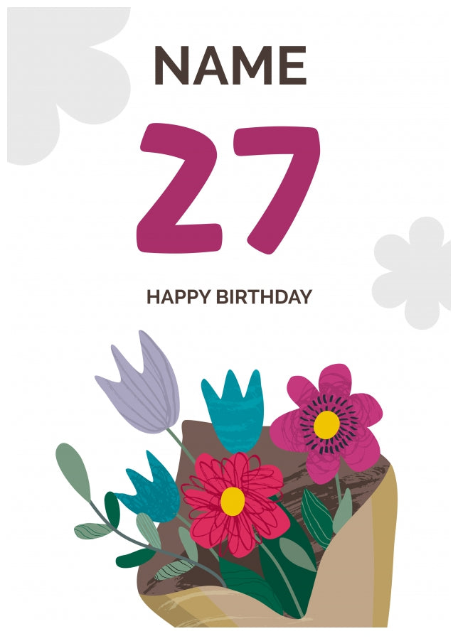 Happy 27th Birthday Card - Bouquet of Flowers