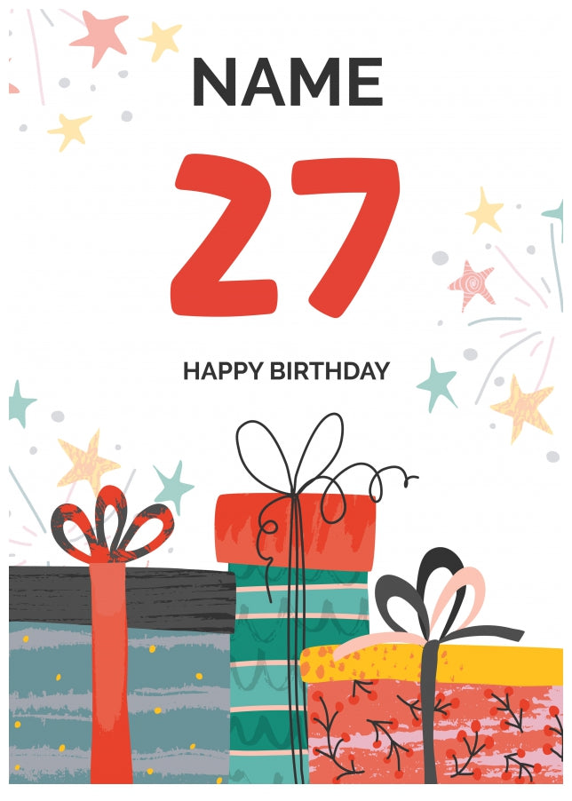 Happy 27th Birthday Card - Fun Presents Design