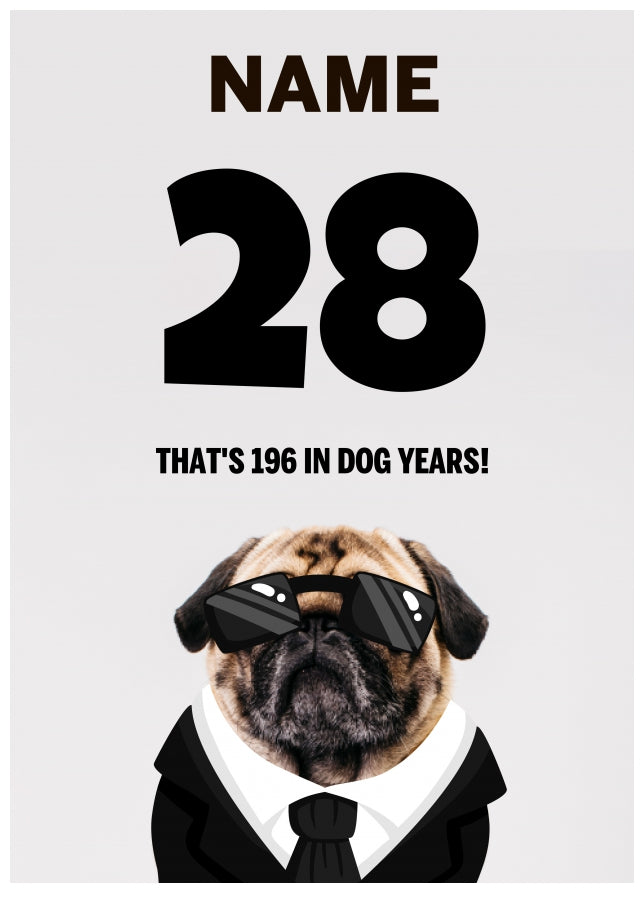 Happy 28th Birthday Card - 28 is 196 in Dog Years!