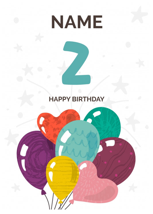 Happy 2nd Birthday Card - Fun Balloons Design