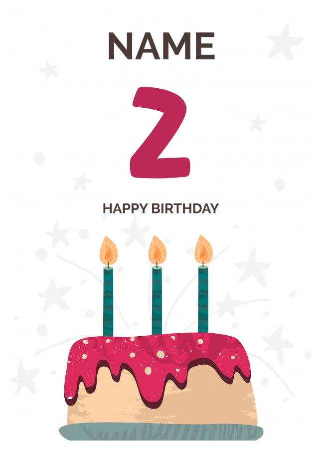 Happy 2nd Birthday Card - Fun Birthday Cake Design