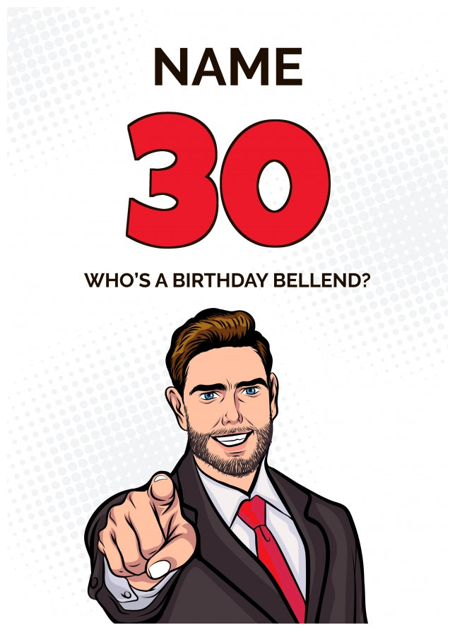 Happy 30th Birthday Card - Who's a Birthday Bellend!