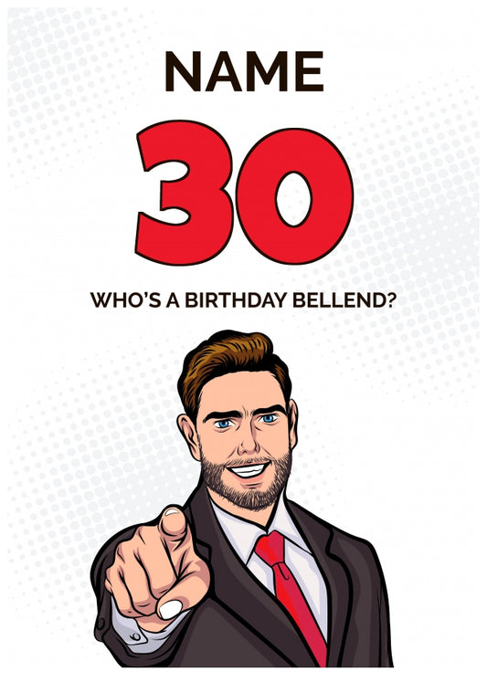 Happy 30th Birthday Card - Who's a Birthday Bellend!