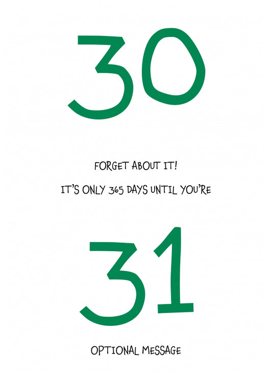 Happy 30th Birthday Card - Forget about it!