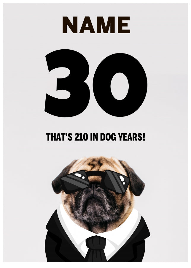 Happy 30th Birthday Card - 30 is 210 in Dog Years!