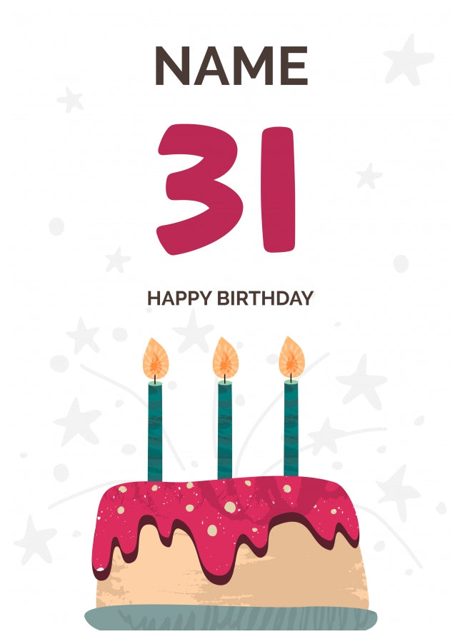 Happy 31st Birthday Card - Fun Birthday Cake Design