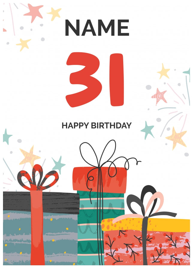 Happy 31st Birthday Card - Fun Presents Design