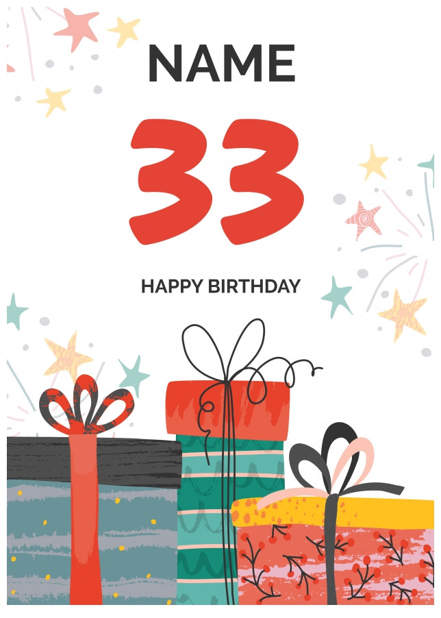 Happy 33rd Birthday Card - Fun Presents Design