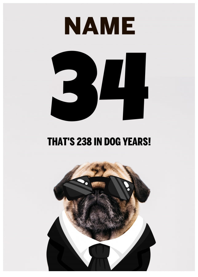 Happy 34th Birthday Card - 34 is 238 in Dog Years!