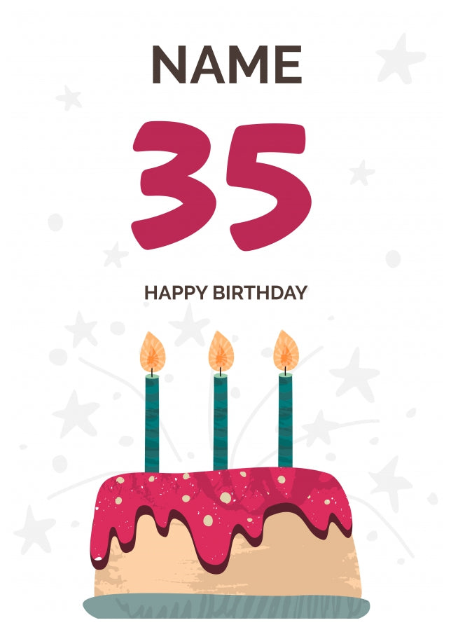 Happy 35th Birthday Card - Fun Birthday Cake Design