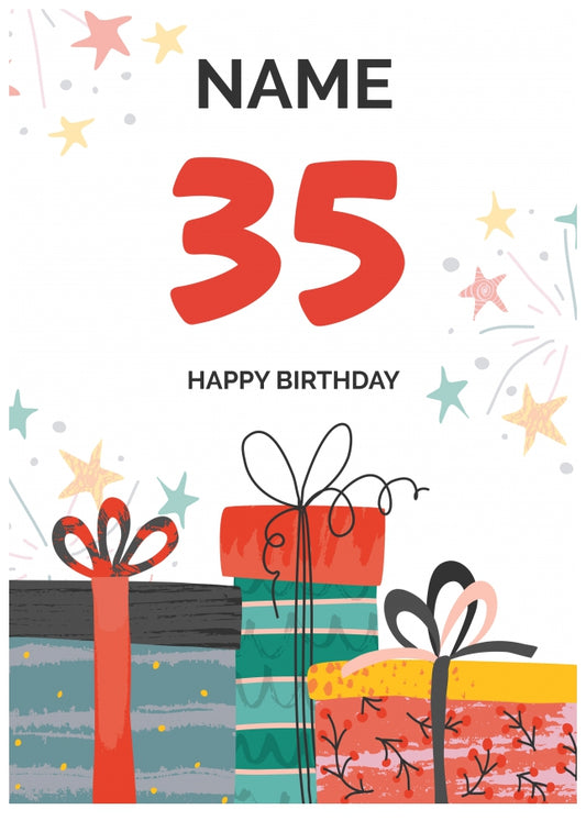 Happy 35th Birthday Card - Fun Presents Design