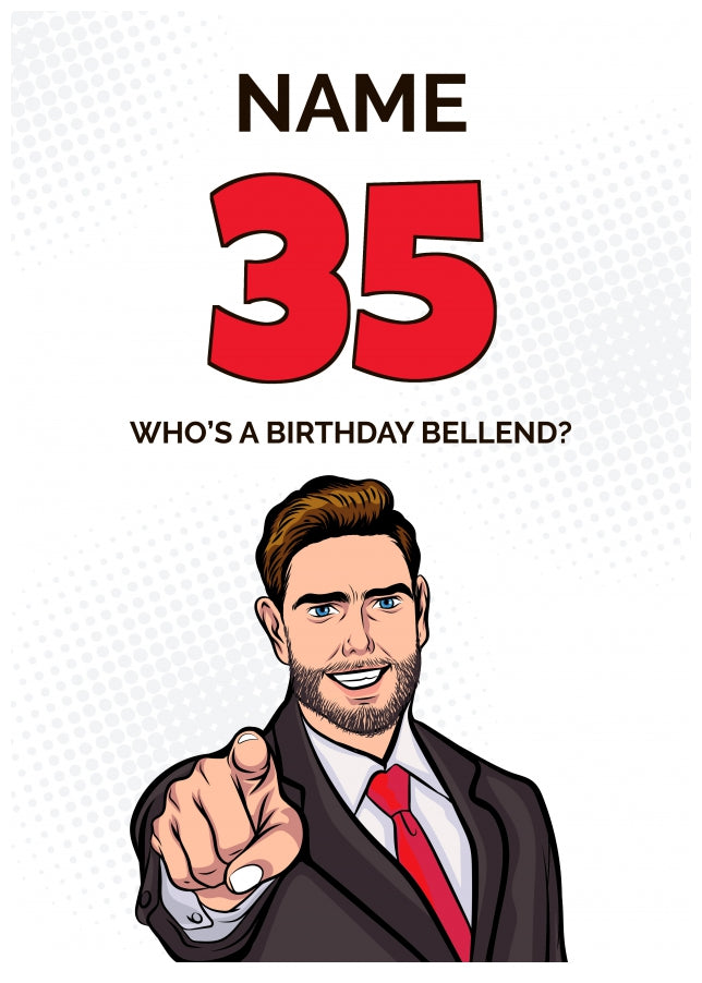 Happy 35th Birthday Card - Who's a Birthday Bellend!