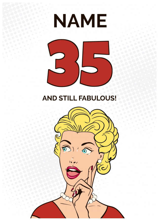 Happy 35th Birthday Card - 35 and Still Fabulous!