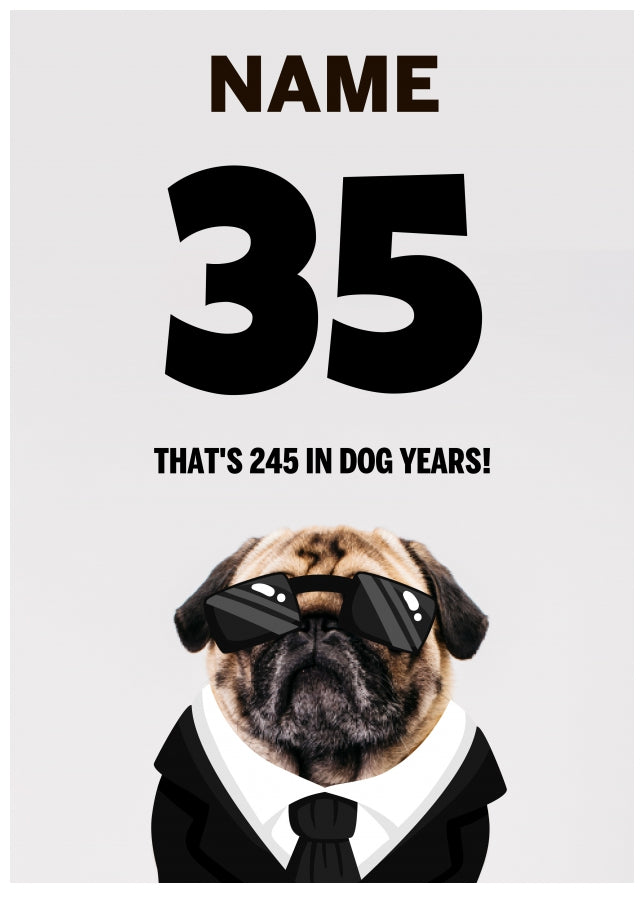 Happy 35th Birthday Card - 35 is 245 in Dog Years!