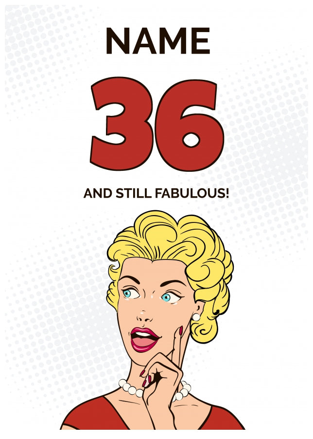 Happy 36th Birthday Card - 36 and Still Fabulous!