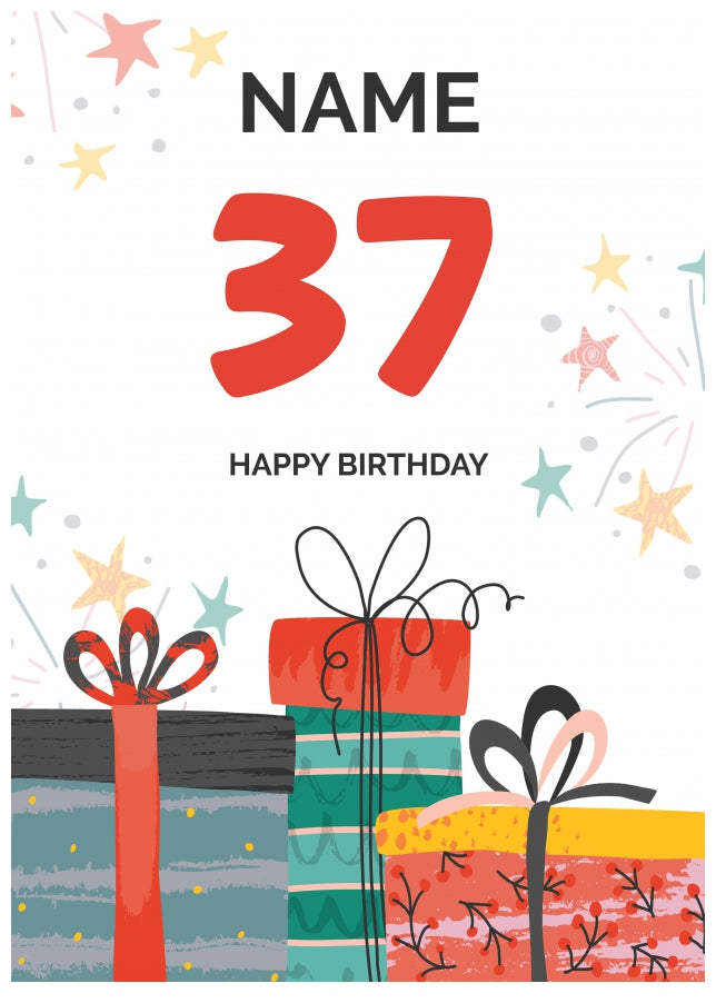 Happy 37th Birthday Card - Fun Presents Design