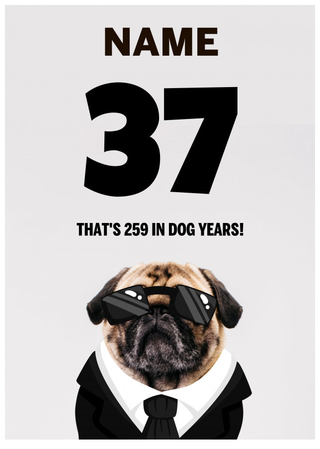 Happy 37th Birthday Card - 37 is 259 in Dog Years!