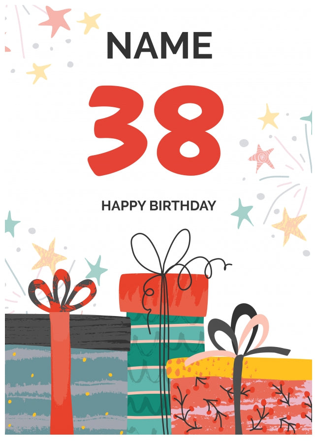 Happy 38th Birthday Card - Fun Presents Design