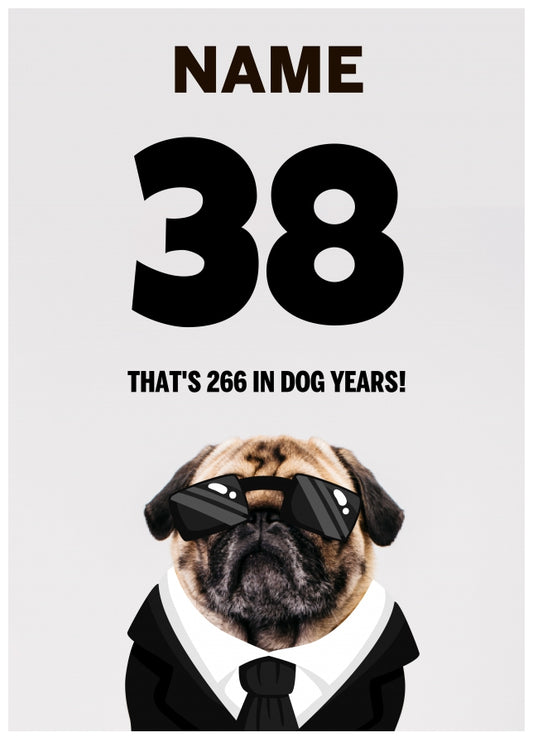 Happy 38th Birthday Card - 38 is 266 in Dog Years!