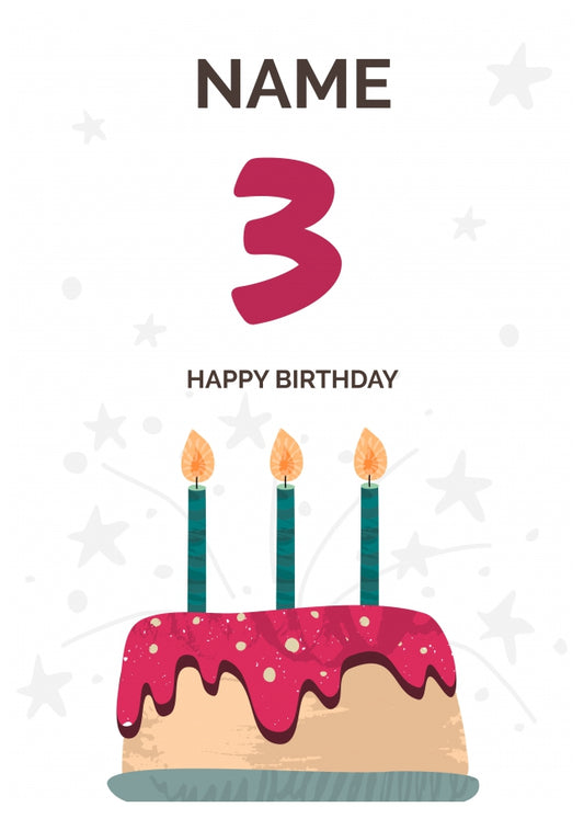 Happy 3rd Birthday Card - Fun Birthday Cake Design