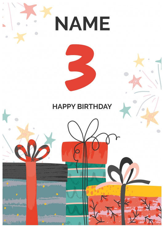 Happy 3rd Birthday Card - Fun Presents Design