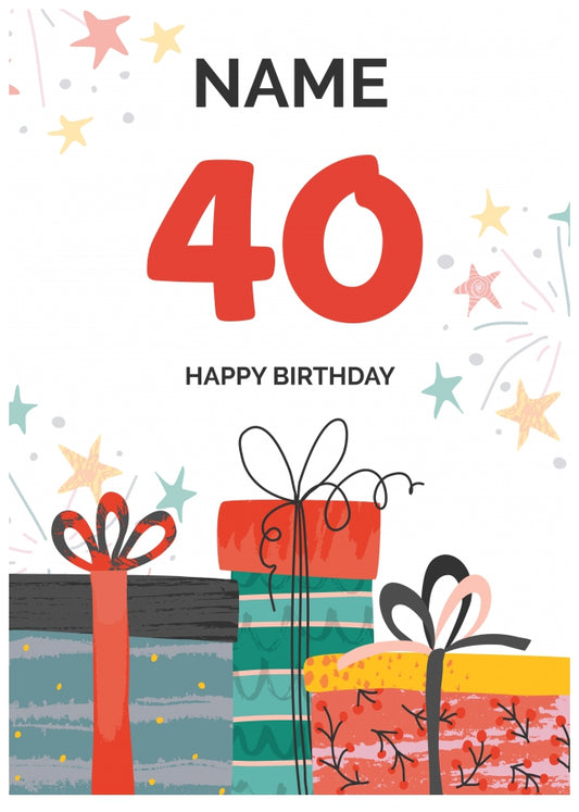 Happy 40th Birthday Card - Fun Presents Design