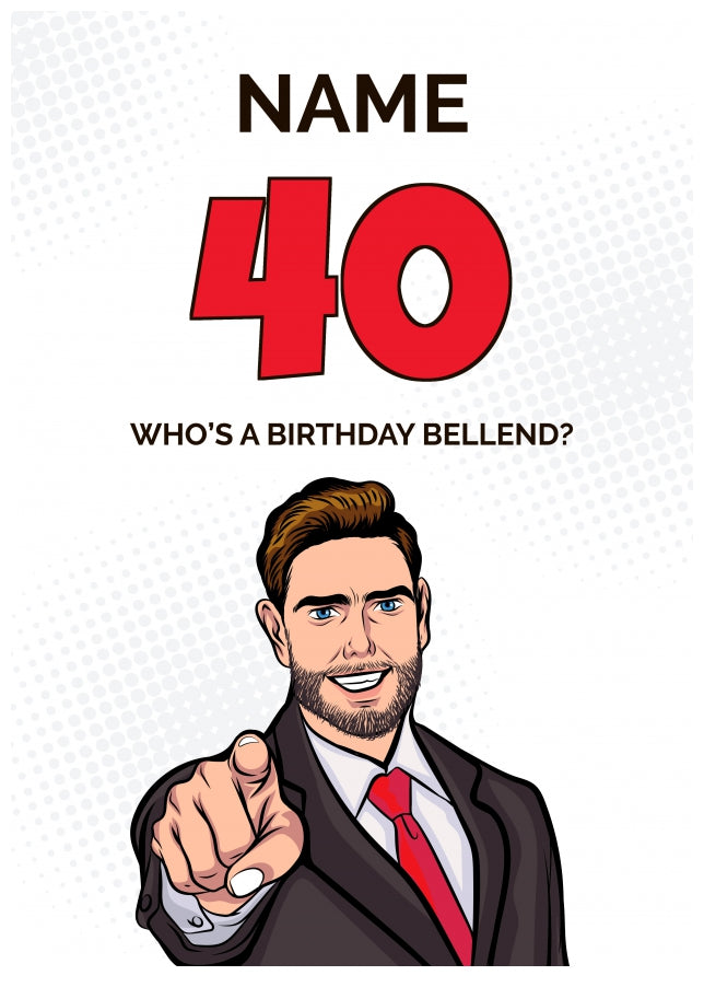 Happy 40th Birthday Card - Who's a Birthday Bellend!