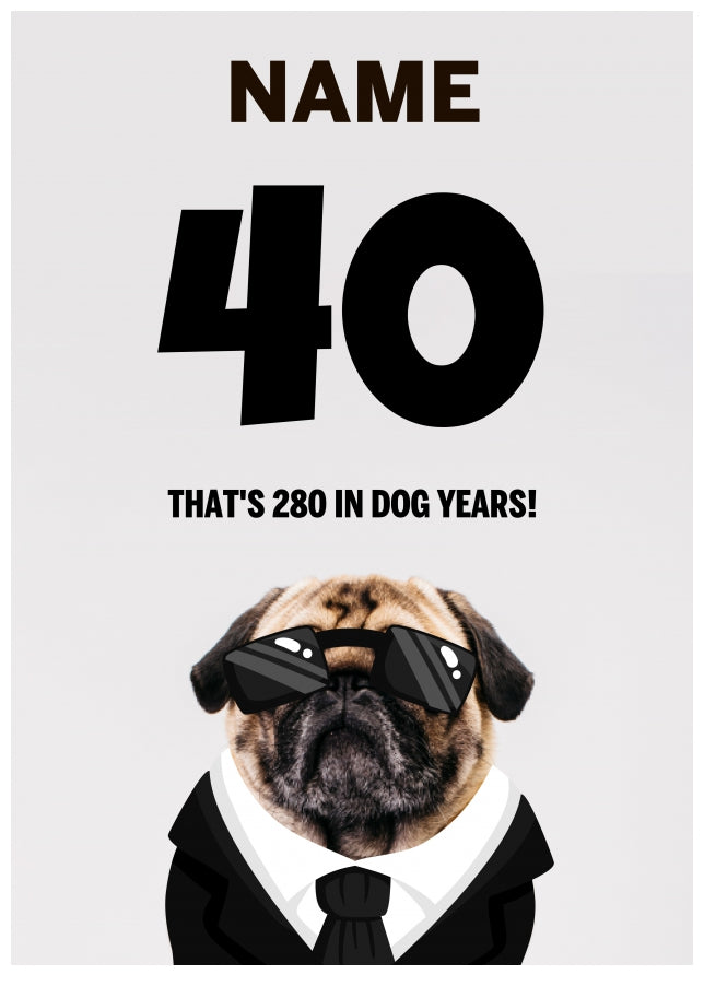 Happy 40th Birthday Card - 40 is 280 in Dog Years!