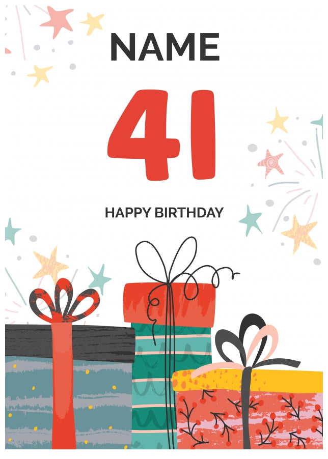 Happy 41st Birthday Card - Fun Presents Design