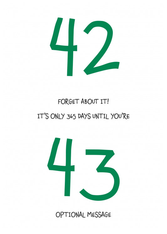 Happy 42nd Birthday Card - Forget about it!