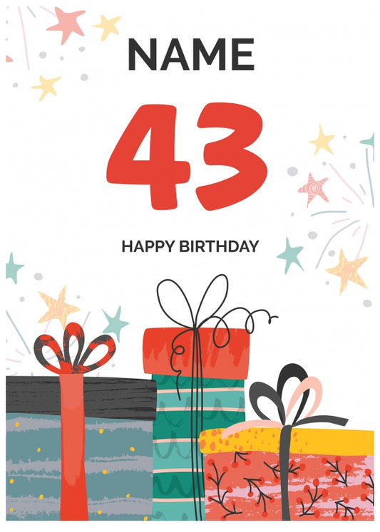 Happy 43rd Birthday Card - Fun Presents Design