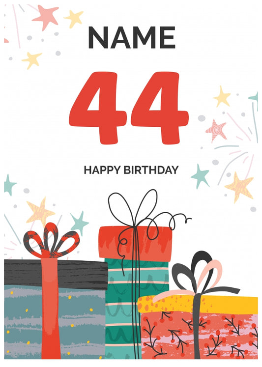 Happy 44th Birthday Card - Fun Presents Design