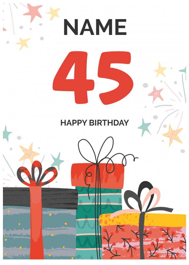Happy 45th Birthday Card - Fun Presents Design