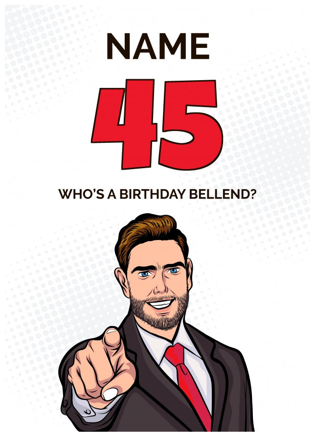 Happy 45th Birthday Card - Who's a Birthday Bellend!