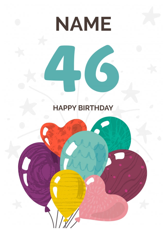 Happy 46th Birthday Card - Fun Balloons Design