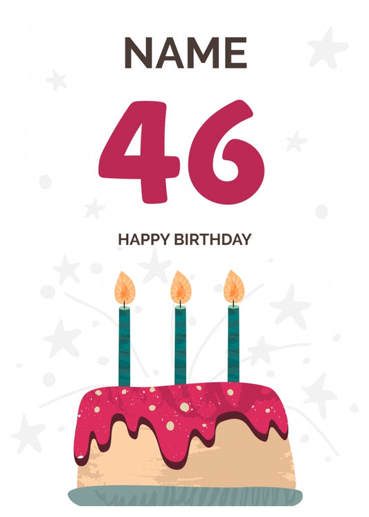 Happy 46th Birthday Card - Fun Birthday Cake Design