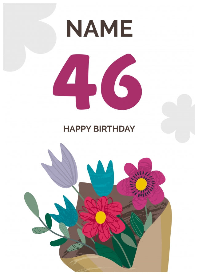 Happy 46th Birthday Card - Bouquet of Flowers