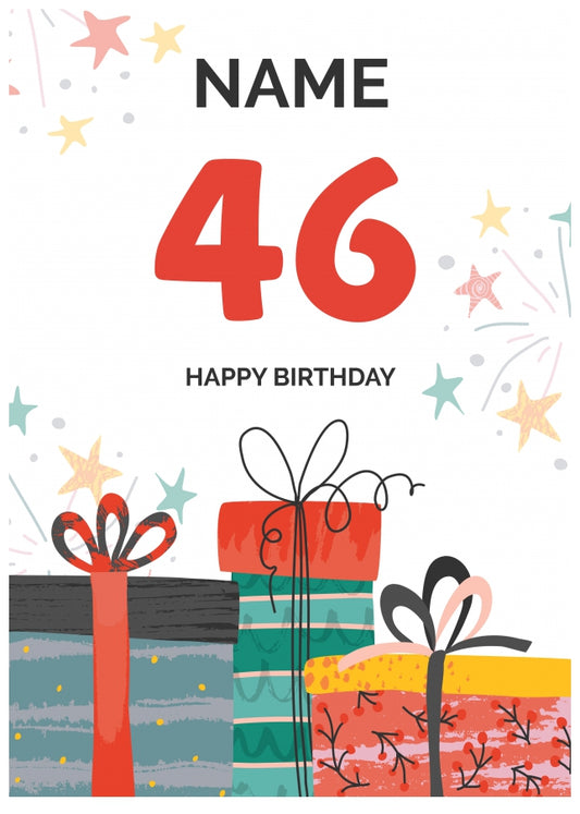 Happy 46th Birthday Card - Fun Presents Design