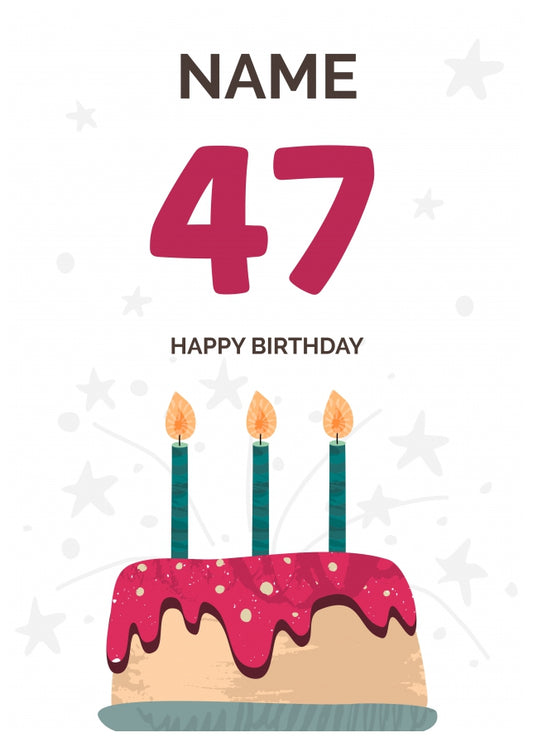 Happy 47th Birthday Card - Fun Birthday Cake Design