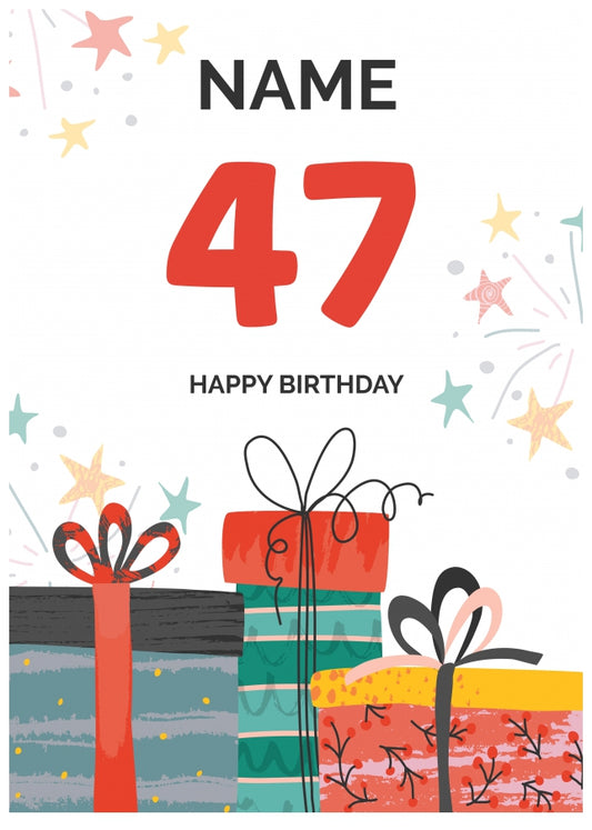 Happy 47th Birthday Card - Fun Presents Design