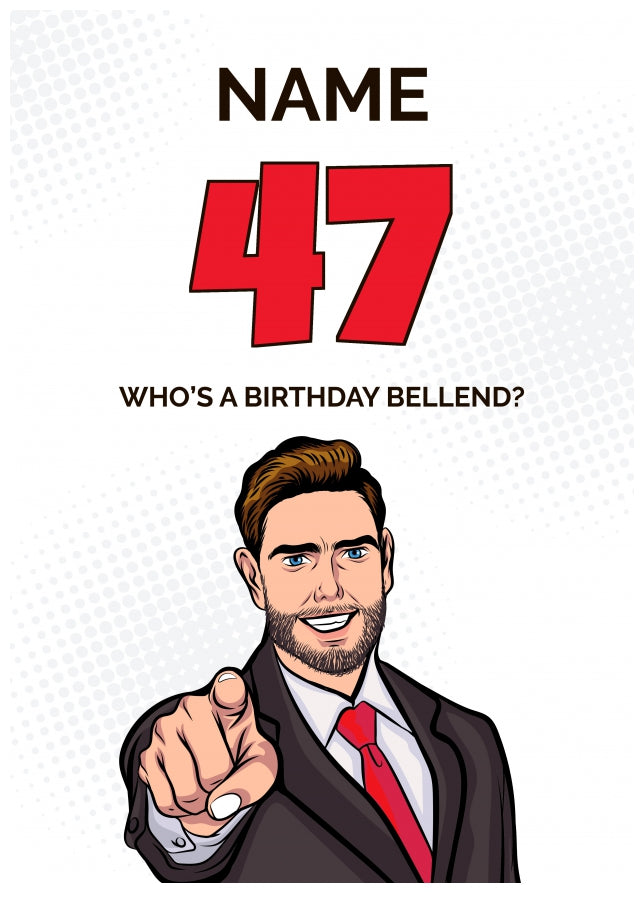 Happy 47th Birthday Card - Who's a Birthday Bellend!